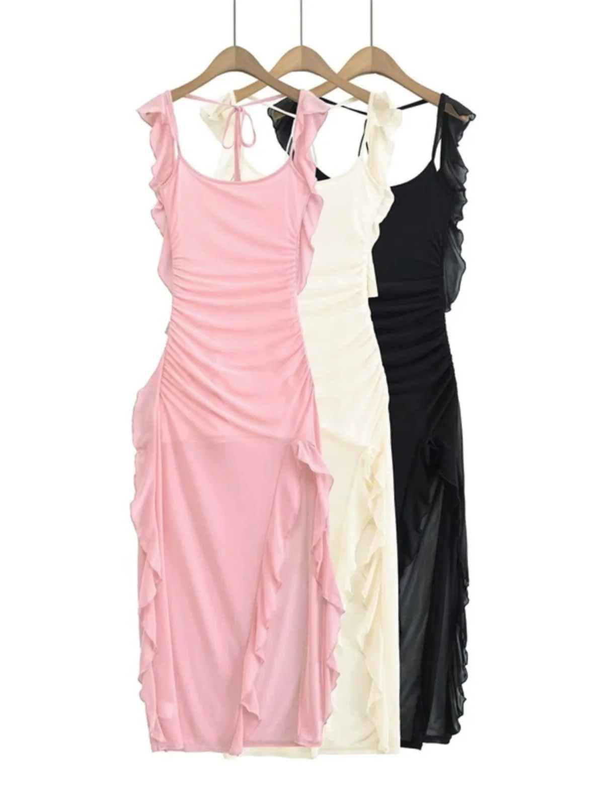 Ele Pure Desire Sle Chao Fairy Dr Me Svel Ademende Summer Faion U-Neline Bodycon-jurk met zijsplit