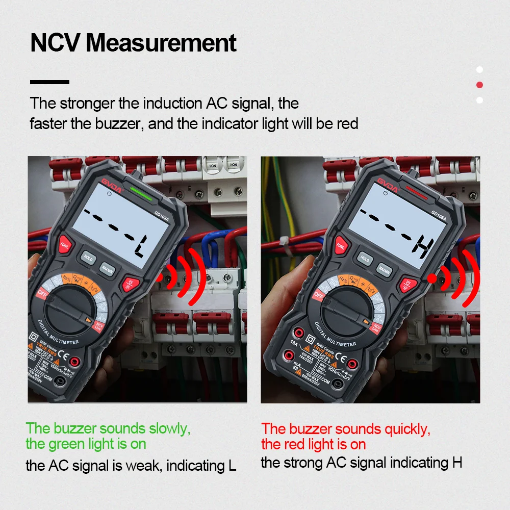 GVDA Nuovo Multimetro Digitale 6000 Conti Tester di Tensione Vero RMS Misuratore di Capacità AC DC NCV Hz Ohm Tester Smart Multimetro