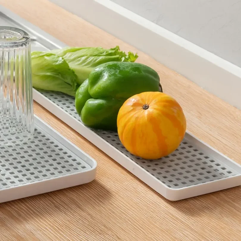 Dryer Tray Tableware Plastic Dish Drainer Rectangle Double-Layer Tea Tray Kitchen Organizer