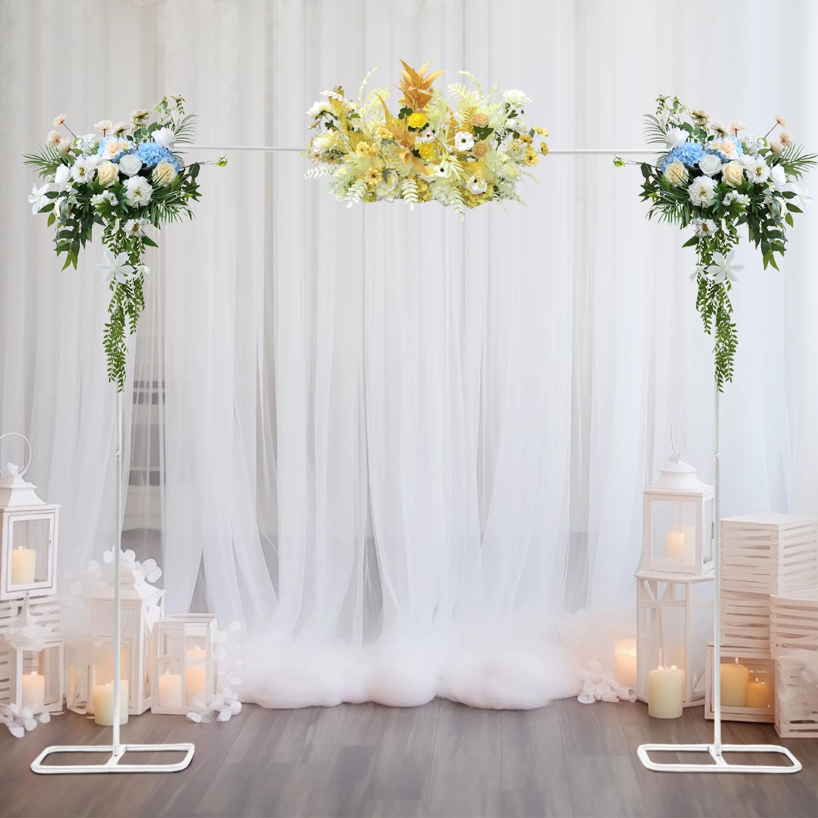 

2 * 2.1m Wedding Bracket White 22 Round Tube, Wedding Arch Stand, White, Steel