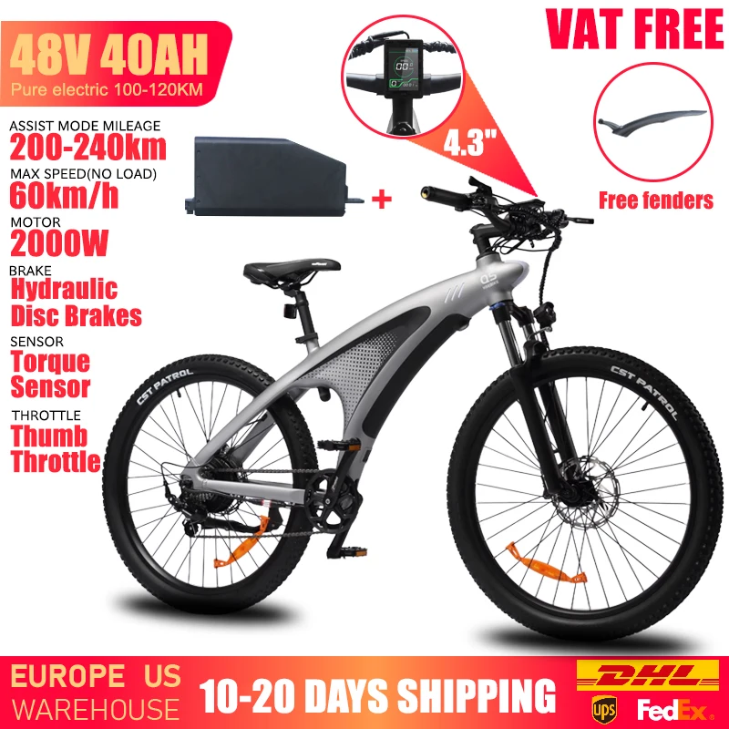 HUANCI Q5 E Bike 2000W Electric Dirt Bike Off-Road Electric Bikes 48V 20AH Electric Bicycle 57km/h 27.5 Inch Ebikes Adults Bike image 4