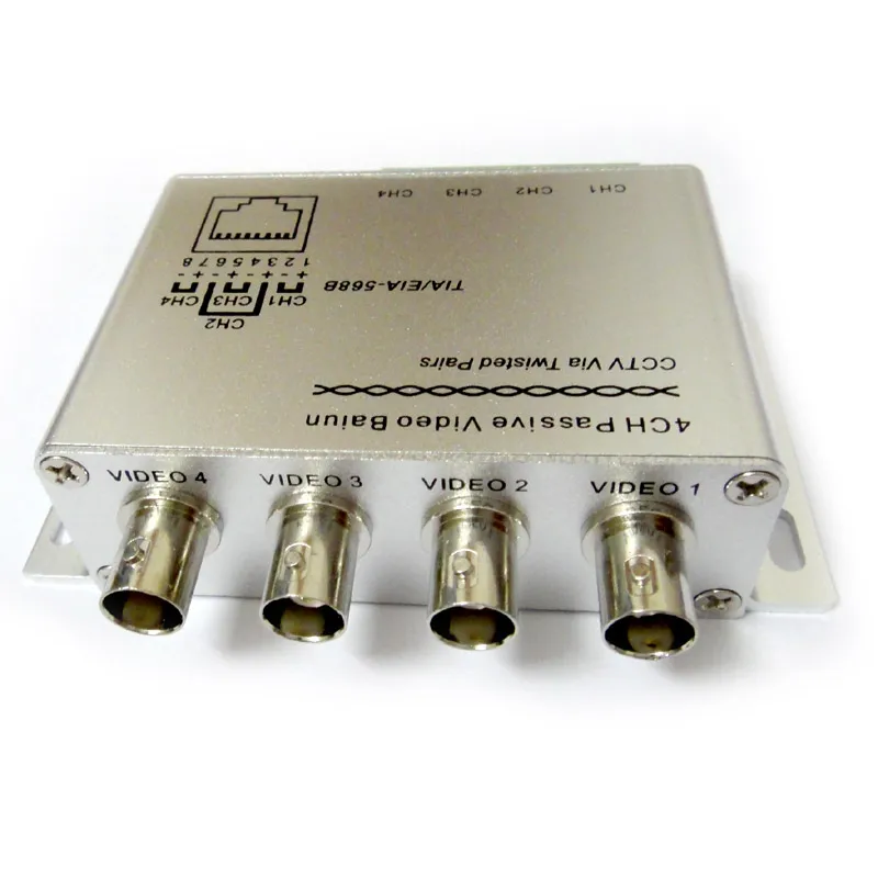 4 Channel Passive UTP Video Balun Transmitter Receiver for CCTV & Video Conferencing (330m/1500m Range No Power Needed)