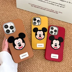 Disney Leather Mickey Mouse Cute Phone Case For iPhone 17 16 15 14 13 12 11 Pro Max Plus Cartoon DIY Lovely Shockproof Cover