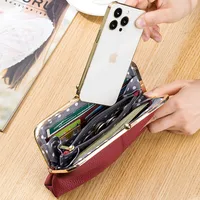 Genuine Leather Long Clutch Wallet Clip Bags Vintage Coin Purse Card Holder Key Lipstick Handbag Phone Pouch Case For Women - Image 4