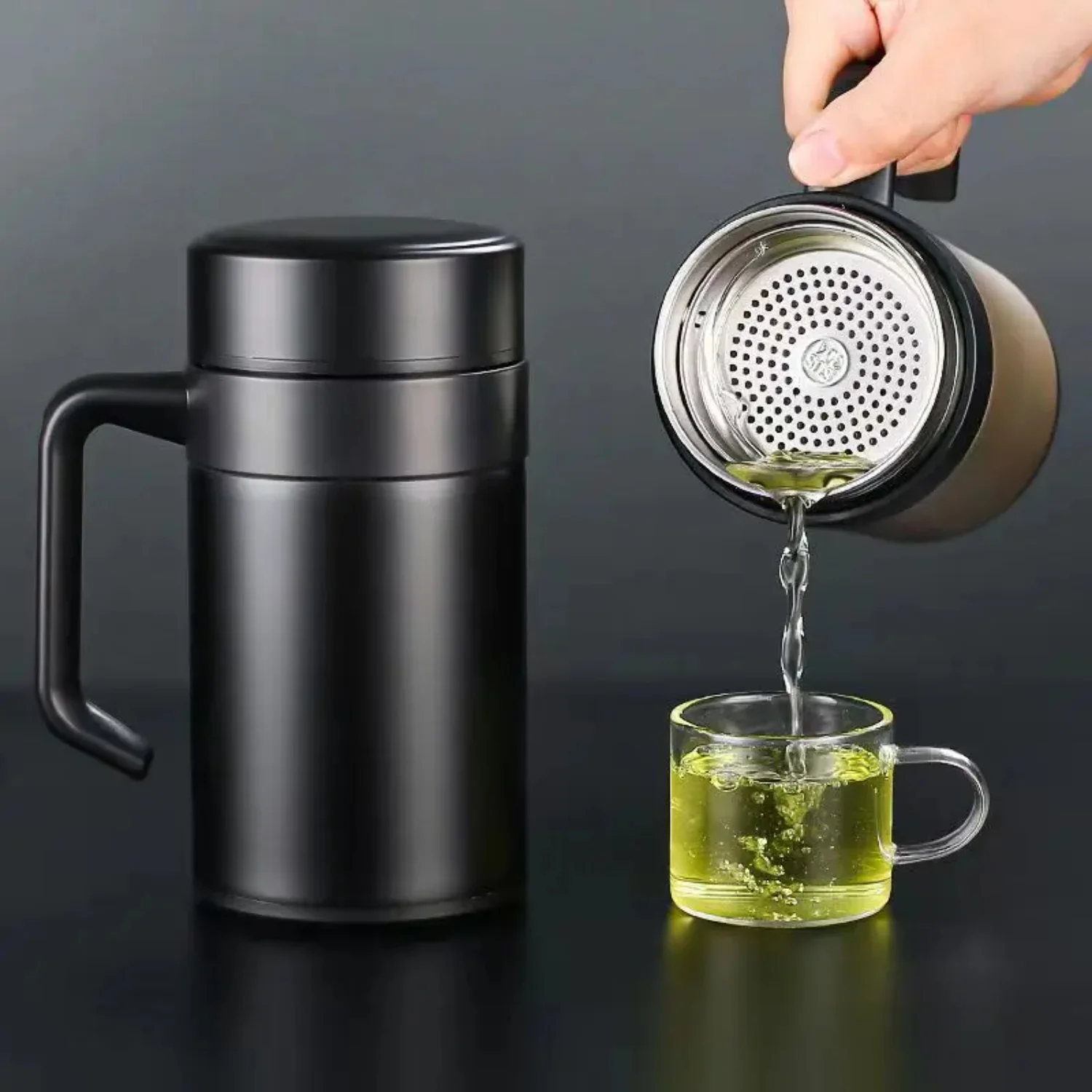 400ML Stainless Steel Thermos Bottle  Men Thermal Water Cup With Handle Thermos  Water Tea Coffee Mug  Office Man Gift