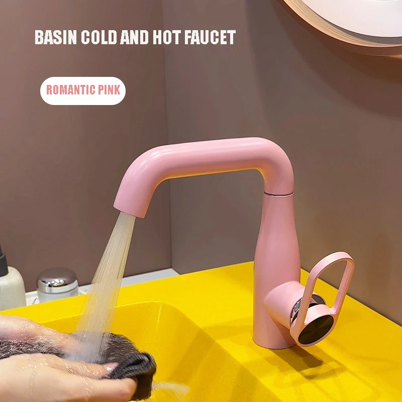 

New Fashion Color Pink 304 Stainless Steel Basin Faecet Rotating Two Cold And Hot Water Faecet