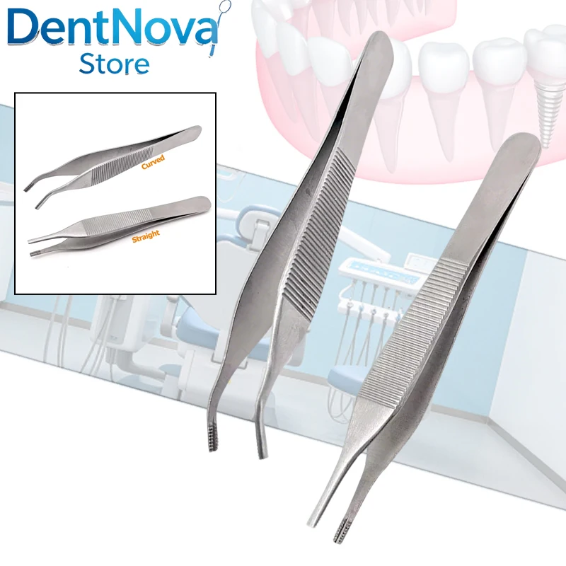 

Stainless Steel Thumb Forceps Splinter Tweezers With Teeth Slots Cartilage Tissue Holding Pliers 12CM