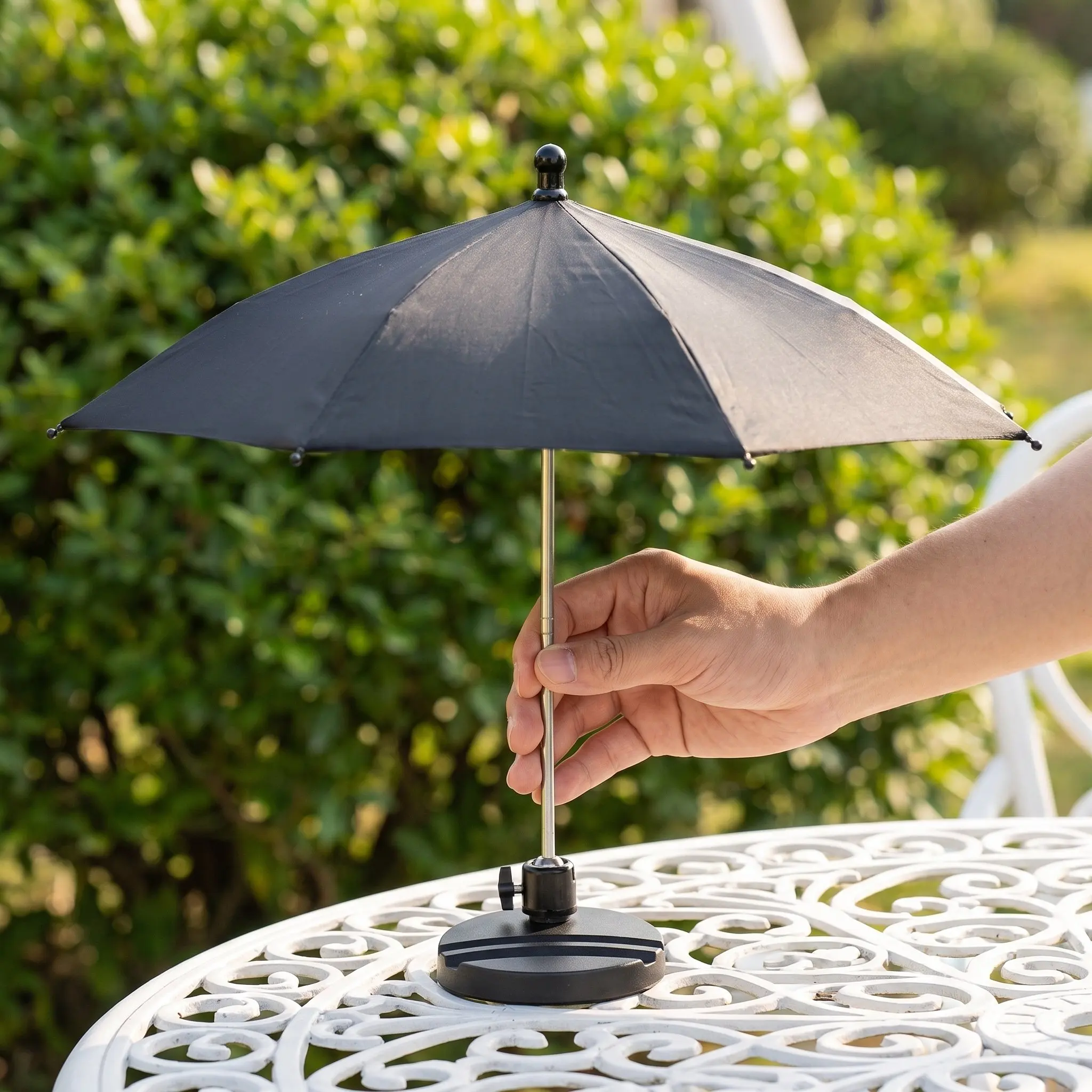 Mini Drink Umbrella Base Compact Telescopic Sunshade Umbrella Phone Shade Portable Table Top Small Poolside