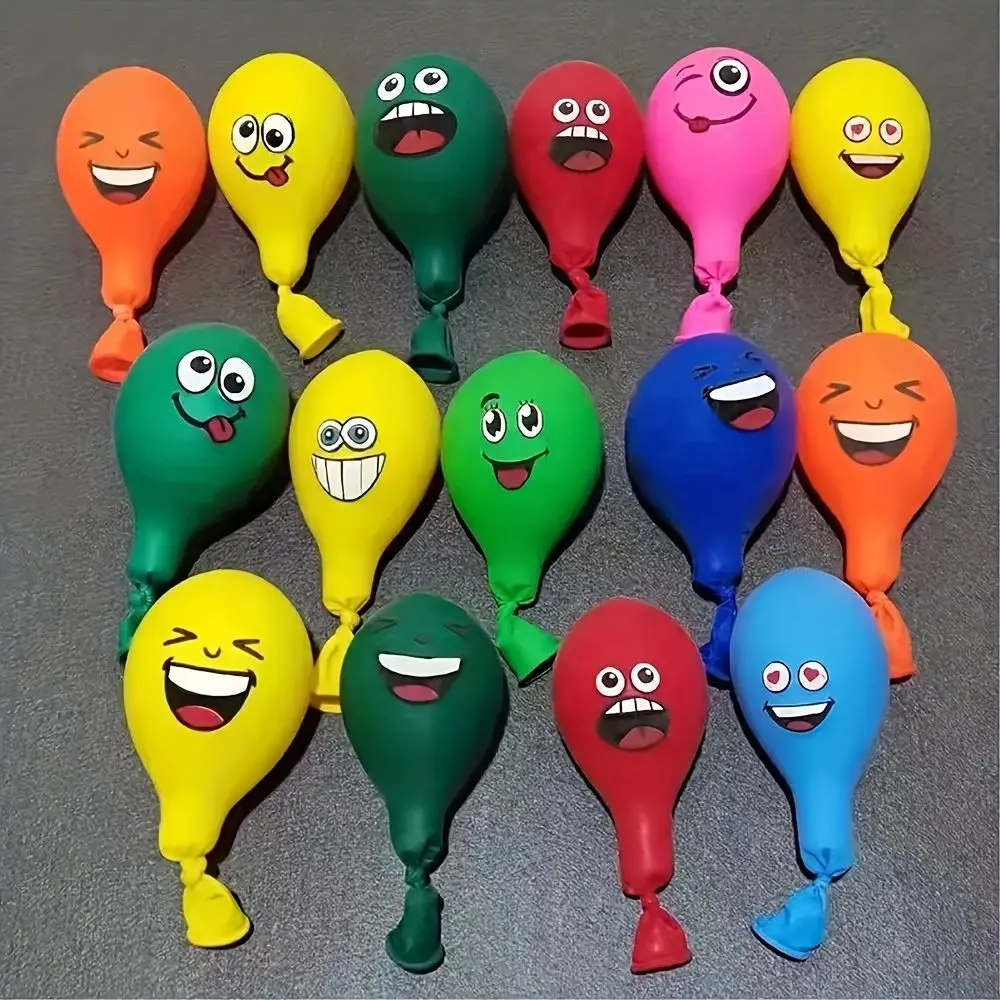 10pcs 12 inch Latex Balloons, Cute and Funny Big Eyed Smiley Face Balloons, Birthday Party, Christmas and Halloween Decorations