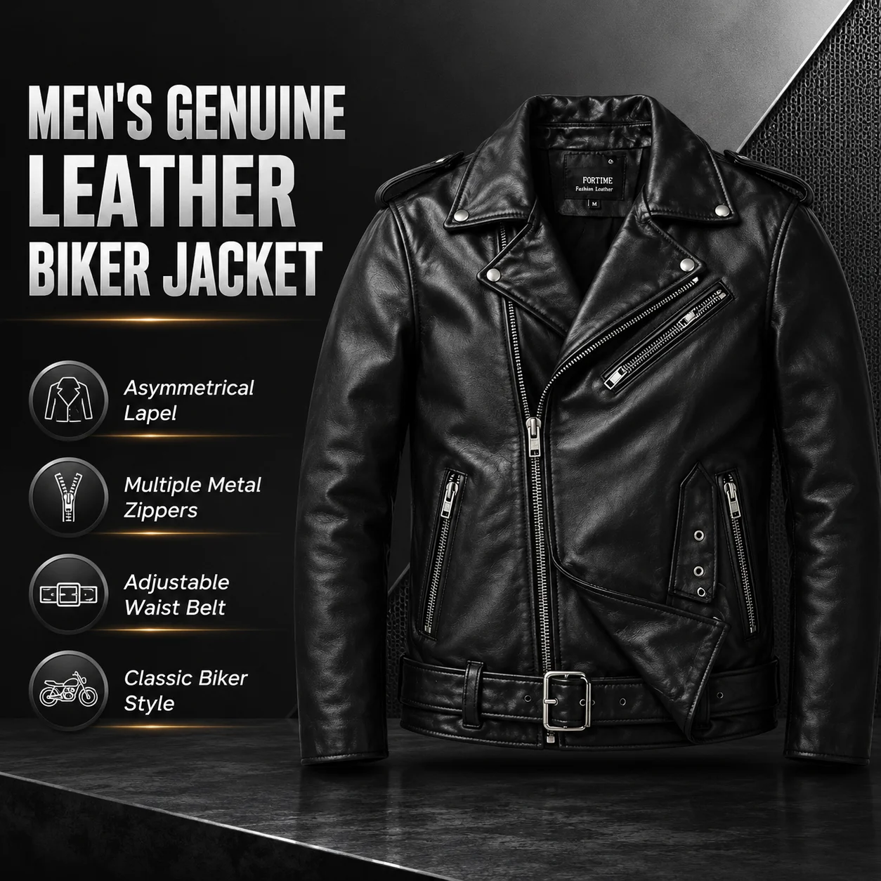 Discounted Autumn New Top Sheepskin Leather Coat Men's Motorcycle Belt Lapel Leather Jacket Slimming Trendy Coat