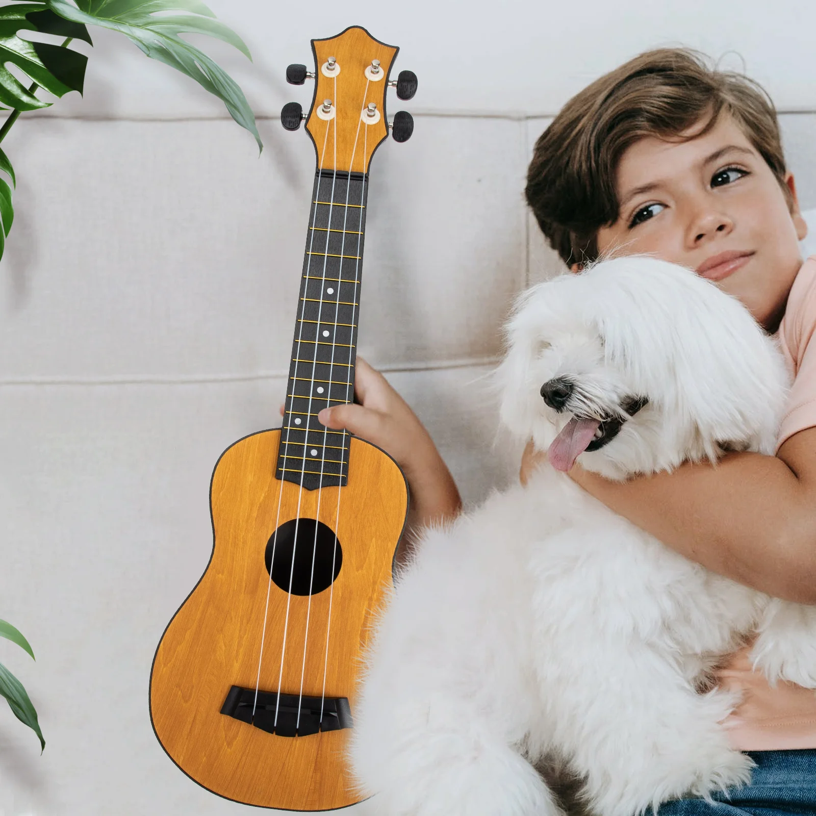 

1 set Wooden Ukulele for Beginners Kids Musical Instrument Lightweight Mini Ukelele Toddler Guitar Safe Tenor Soprano