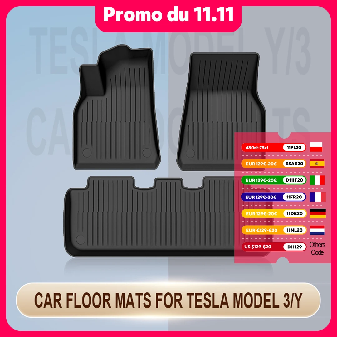 Tapis de coffre de voiture Tesla modle Y modle 3, tapis de sol de terres hautes 2021 ? 2024, tapis de bagages TPE, ensemble impermable et antidrapant, tapis de doublure de sol