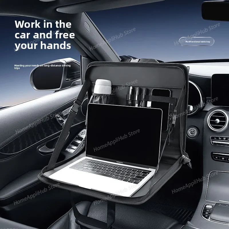Car steering wheel dining table Multifunctional pu Leather Car Seat Back Hanging Notebook Table Drink Food Tray Car accessories