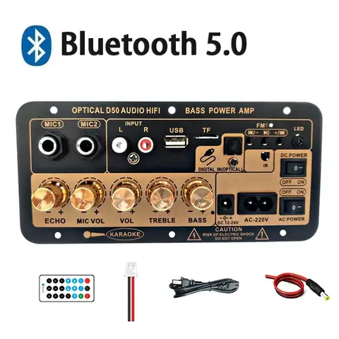 광 오디오 블루투스 앰프 USB FM 라디오 TF 플레이어와 100W 서브 우퍼 증폭기 보드 4-8 옴 스피커 용 DIY 오디오 서브 우퍼