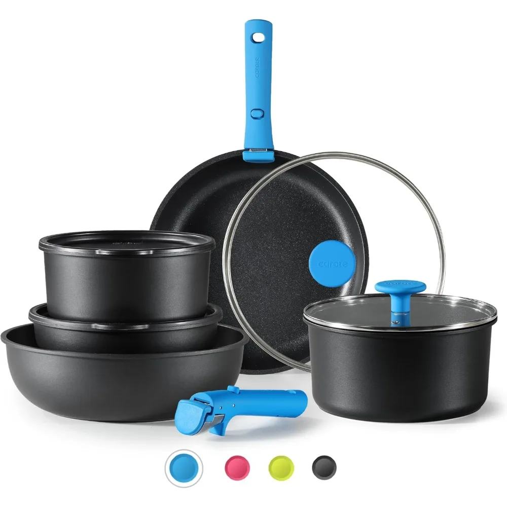 2025 NEW CAROTE Pots and Pans Set Non Stick, Cookware Sets, 11pcs Kitchen Set, Oven/Fridge Safe, Space Saving Pots Set