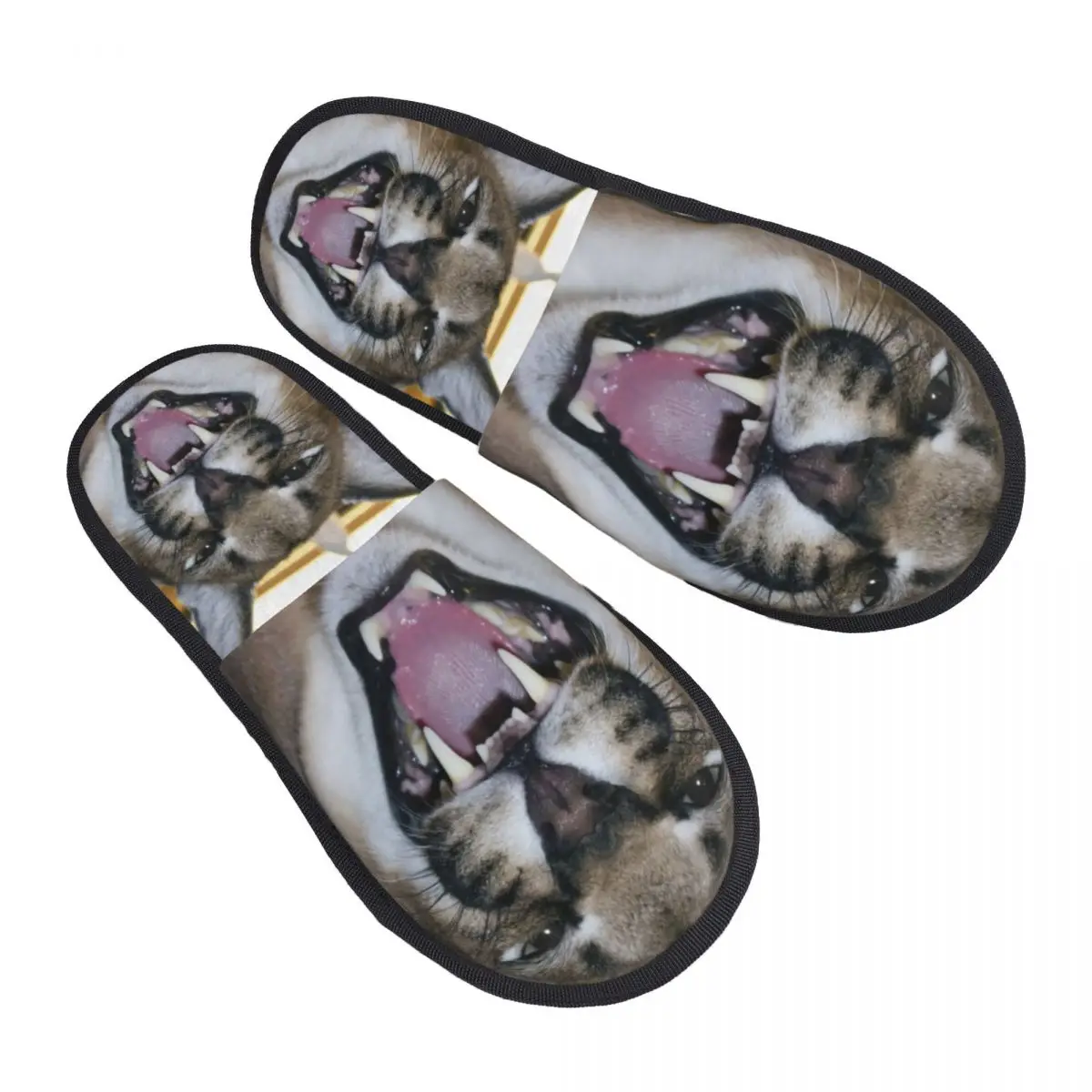 Pantoufles en mousse à mémoire de forme personnalisées pour femmes, grand Floppa Caracal Cat Funny Meme, pantoufles de maison chaudes et confortables