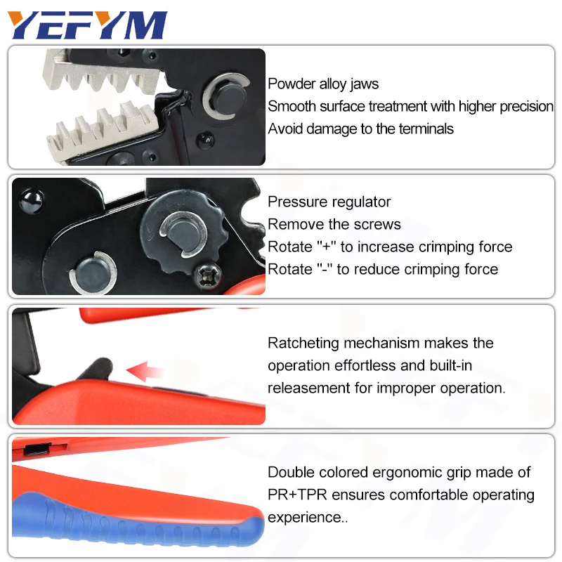 Multi-function Crimping Tools SNX Jaw For XH2.54/DuPont2.54/2.8/4.8/6.3/ Non-Insulated/Ferrule Terminals Ratcheting Pliers