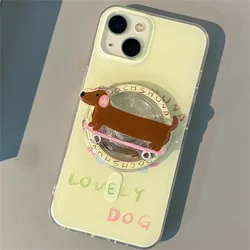 Korea Cute Sausage Dog for Magsafe Magnetic Phone Griptok Grip Tok Stand for IPhone Foldable Wireless Charging Case Holder Ring