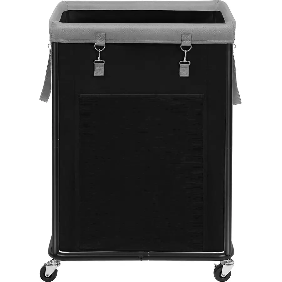 

Большая корзина для белья на колесиках 160 л, передвижная корзина для белья с металлическим каркасом и съемным мешком, тележка для белья