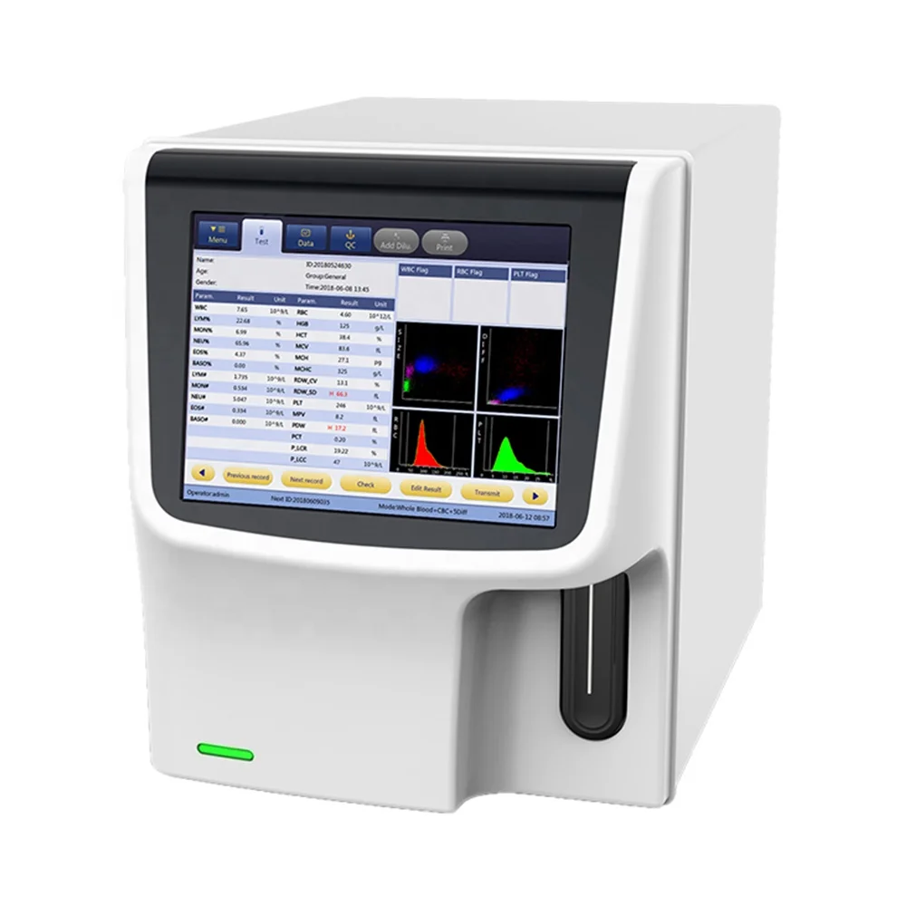 Instrumentos analíticos clínicos de contador de células de 5 partes, máquina de prueba de sangre Diff CBC totalmente automatizada, Analizador automático de Hematología