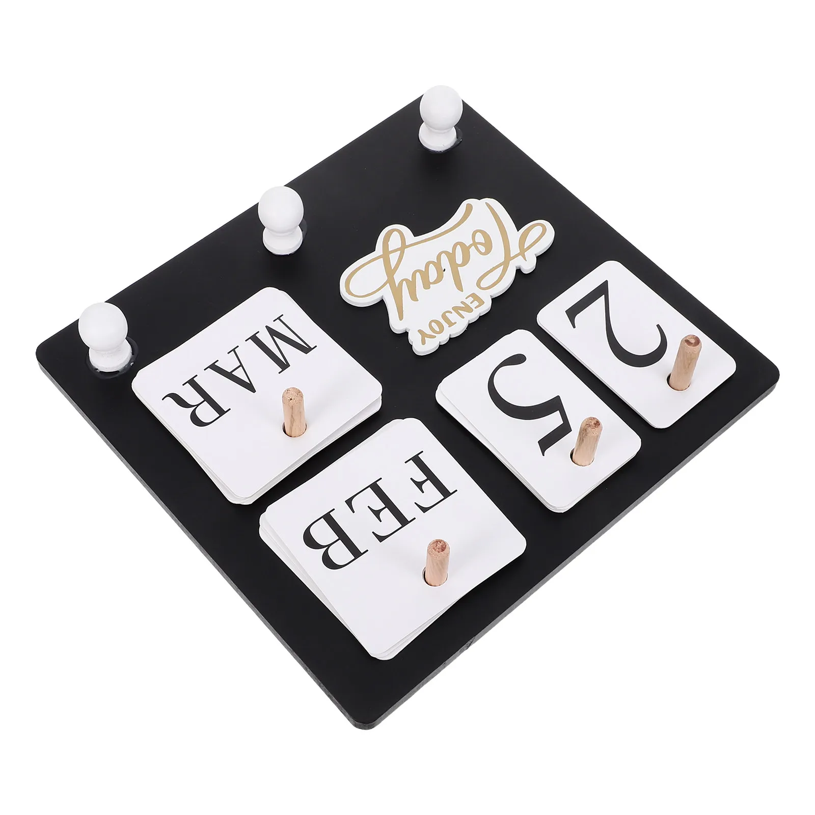 1Set Wood Perpetual Calendar Wall Mount Manual Day Date Tracker Desktop Shelf Calendar Hook Home Office Entryway Organizer