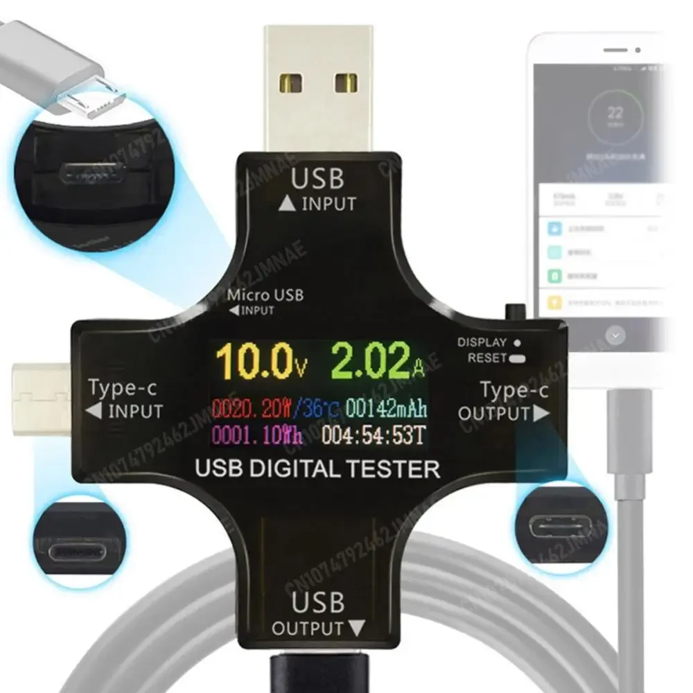 Type-C USB Tester Color Digital Display DC Digital Voltmeter Voltage Current Meter Ammeter Detector Voltage USB Current Tester