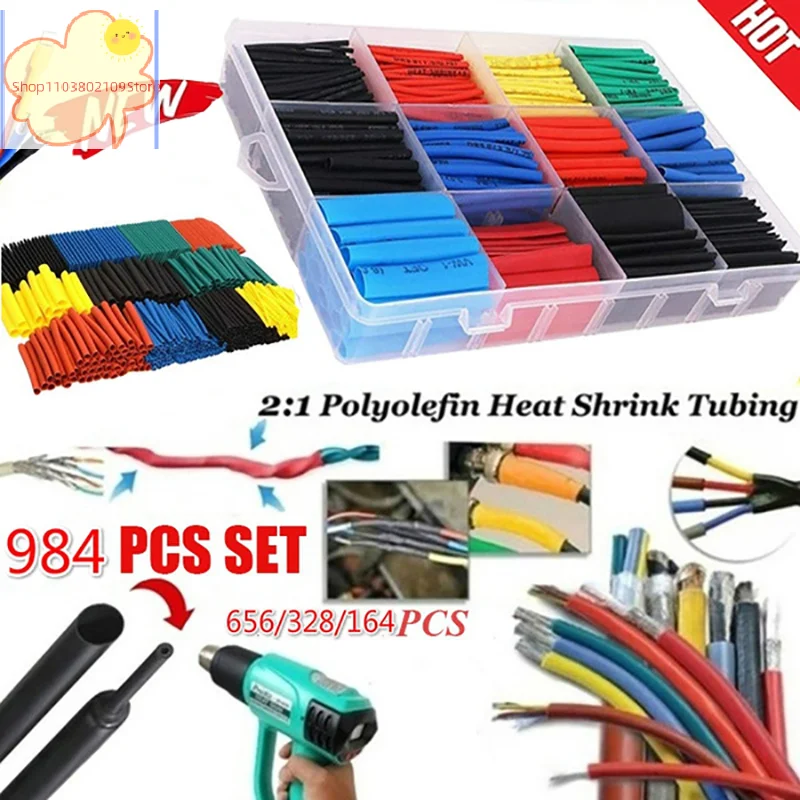 【HT】【HT】Upgraded 984Pcs Heat Shrink Tubing Insulation Shrinkable Tube