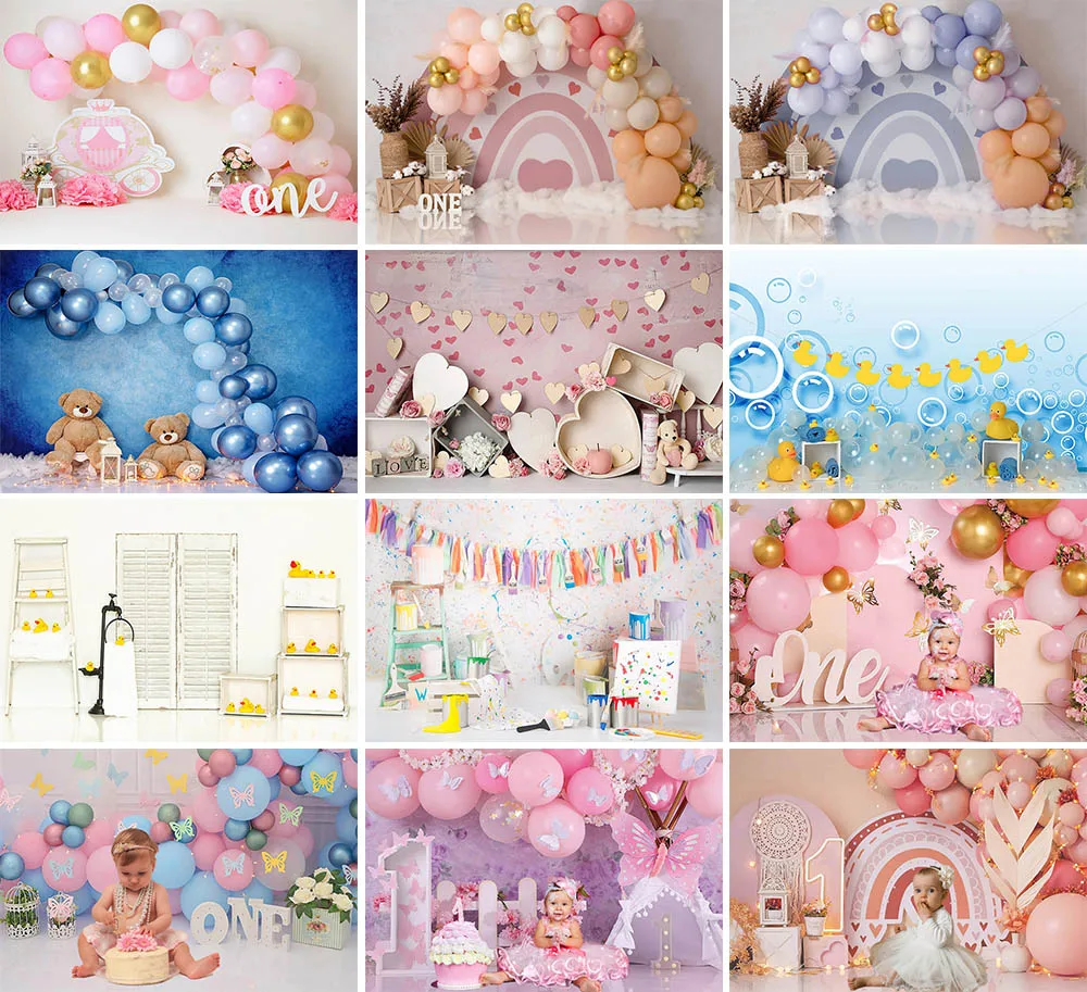 

Mehofond Photography Background Kids 1st Birthday Party Bohemian Balloon Butterfly Bear Cake Smash Decor Backdrop Photozone Prop