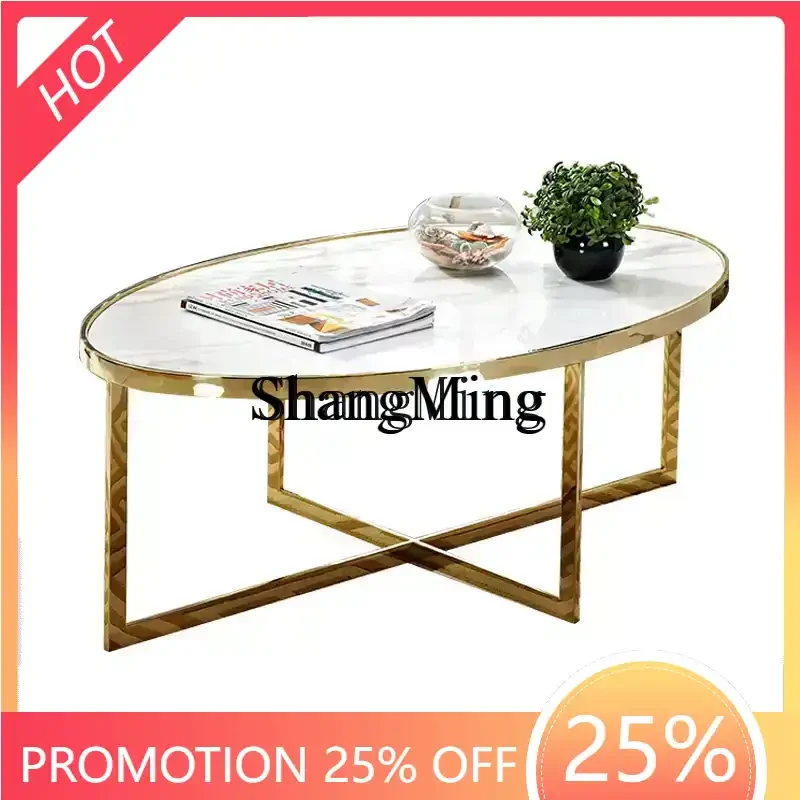 

CL журнальный столик современное шампанское золото нержавеющая сталь мрамор овальный журнальный столик для маленькой квартиры модель комнаты гостиная