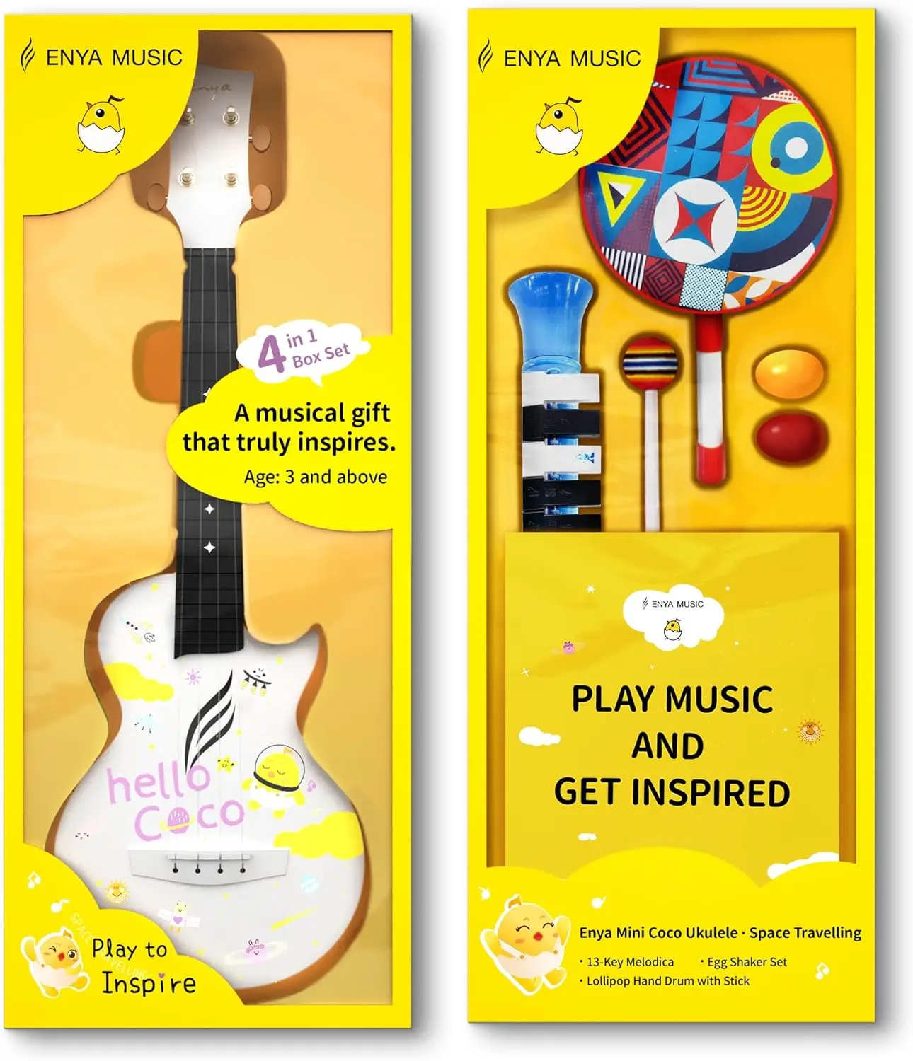 Enya Kids Toys Musical Instruments Toddler Toy Gifts for Baby Children Girls and Boys Ages 3+, Includes 21-Inch Mini Ukulele.