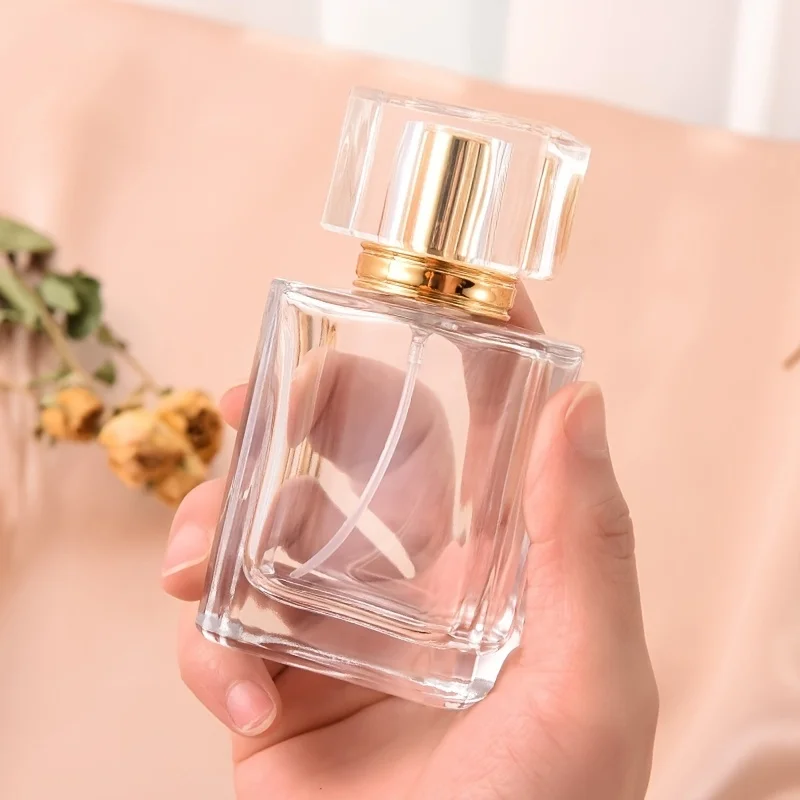 Premium Refillable Perfume Bottle Glass Transparent Empty Spray Bottle 50ml Portable Large Capacity Travel Cosmetics Bottle