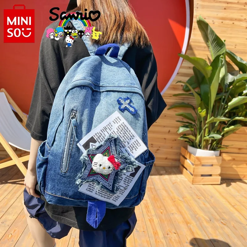 Miniso-Hello Kitty حقيبة ظهر كرتونية للنساء ، عالية الجودة ، خفيفة الوزن ، سعة كبيرة ، طالب ، موضة فتاة