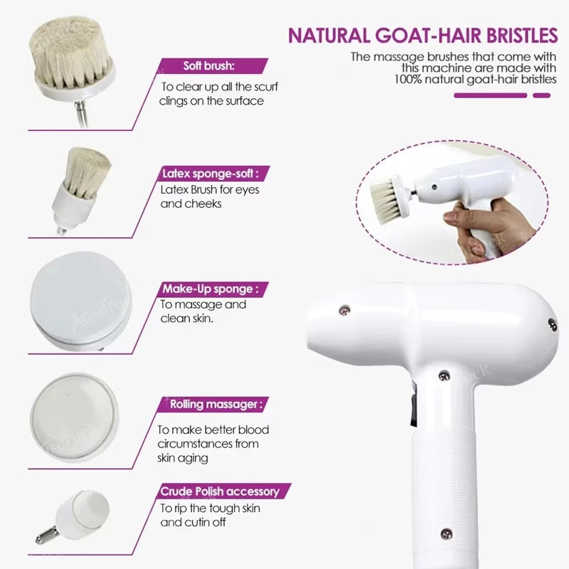 5-IN-1 Electric Rotary Washing Cleansing Face Brushes Massage Body Facial Dead Skin Cuticle Cleanser Home Beauty Spa Care Device