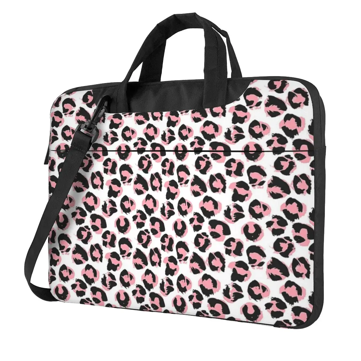 Pink Leopard Crossbody Laptop Bag Case Computer Bag Resistant Protective Notebook Pouch for Macbook Pro Lenovo