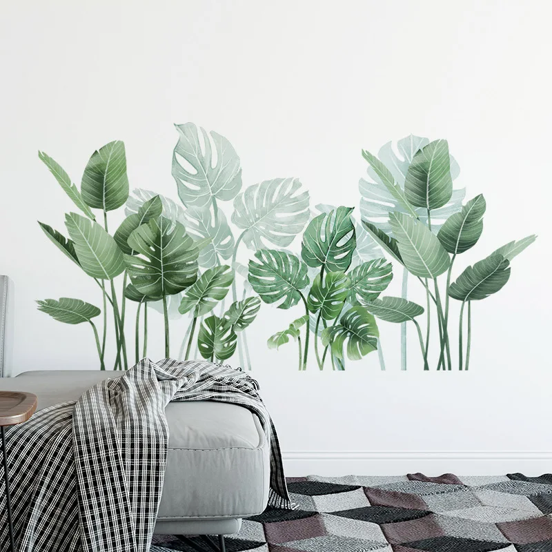Green Leaves Decorative Vinyl Wall Stickers For Wall Decor Bedroom Accessories Adhesive Wallpaper Furniture stickers Room Decor