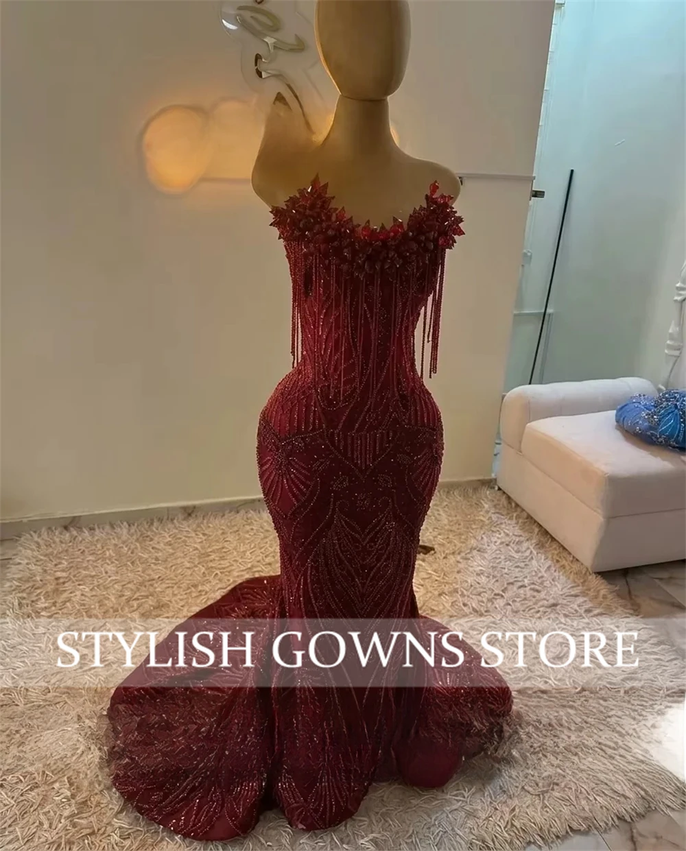 Sparkly Emerald Green Rhinestones Diamond Prom Dresses Customized Beading Evening Gowns African Wedding Party Gala Dress image 4