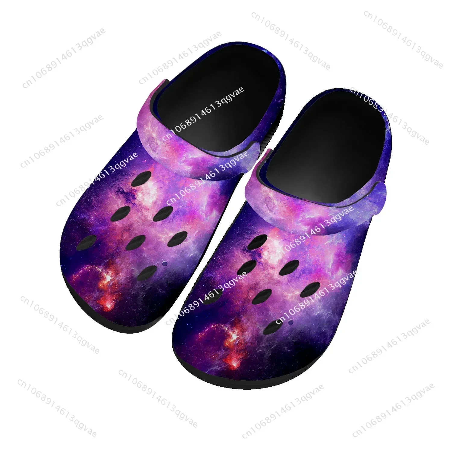 

Galaxy Celestial Home Clogs Custom Water Shoes Mens Womens Teenager Sandals Garden Clog Breathable Beach Hole Slippers Black