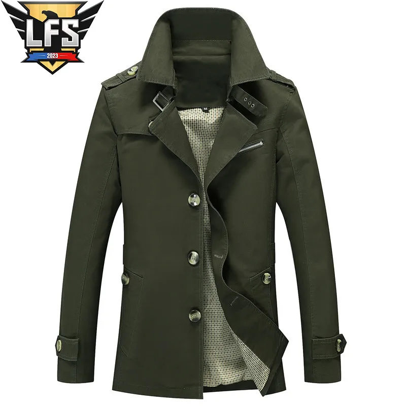 

Autumn New Men Trench Coats New Men's Solid Color Trench Jackets Male Brand Fashion Casual Trench Overcoat Jackets for Men
