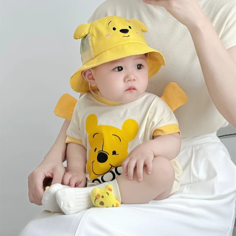 Disney Cartoon Pooh pagliaccetti Cartoon Triangle Dress Summer Soft Cotton Photo Suit abbigliamento per bambini tute vestiti appena nati K2461-2