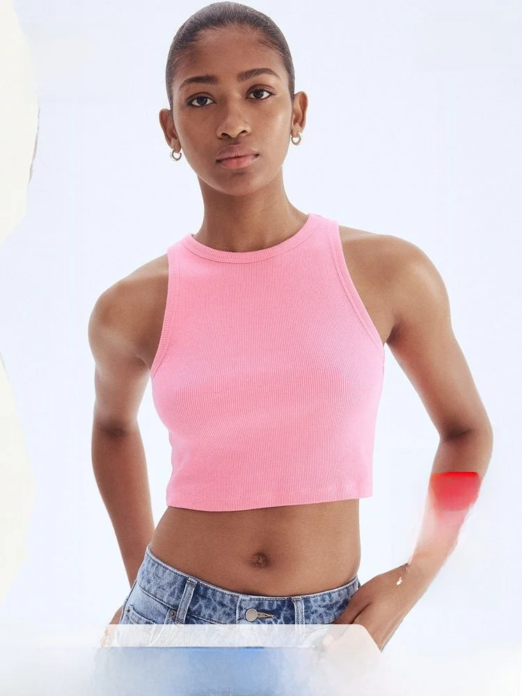 

H&M Women's Faion Casual ort Vest New Arrival Winter 2025 Slim Fit Pure Color Cotton 95% Spandex 5% Elastic Fiber