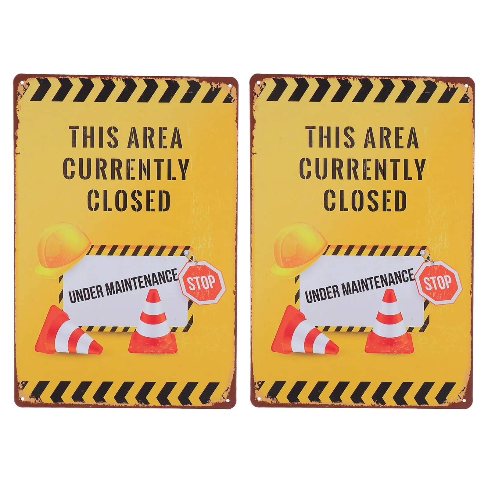 2Pcs Traffic Warning Signs Closed for Maintenance Clear Text Security Warning for Parks Subways Schools Commercial Areas