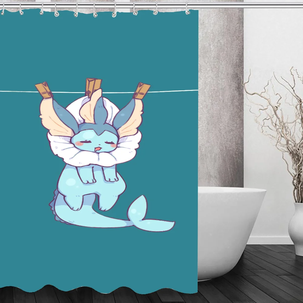 Curtains for Bathroom Shower Curtain Bath Curtain P-pokemons Eevee Sets Accessories Waterproof Fabric the Set European Products