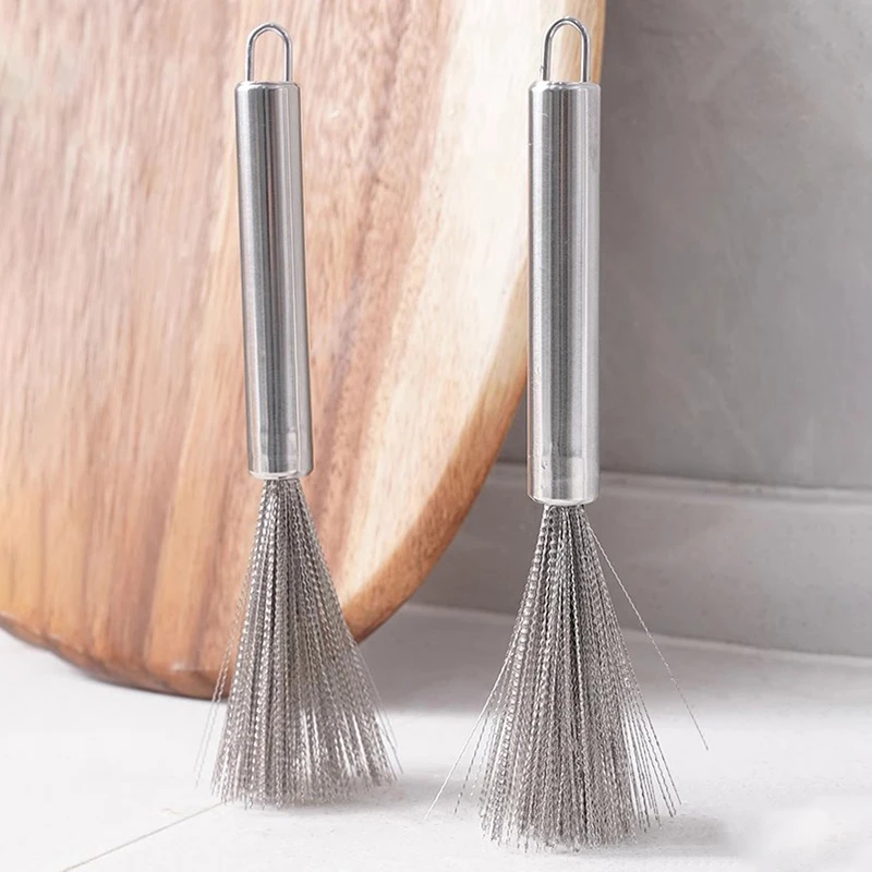 1pc Anti-rust Pot Washing Stainless Steel Cleaning Brush Kitchen Grease Removal Brush Easy To Clean Can Hang Long Handle Brush