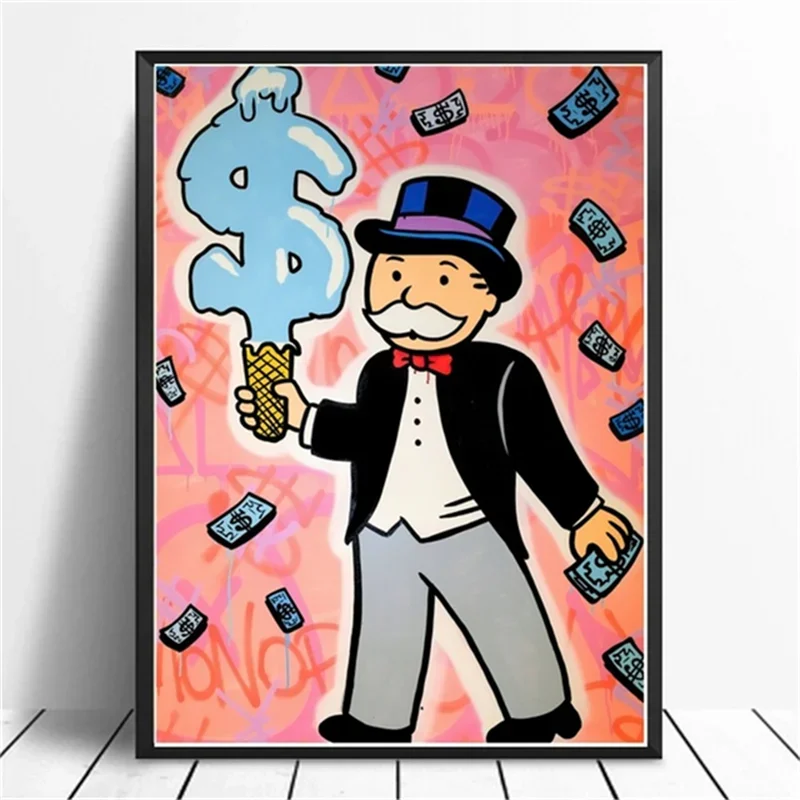 أليك احتكار وملهمة المال جدار الفن قماش المشارك وطباعة رجل غني شخصية اللوحة مكتب غرفة المنزل الديكور