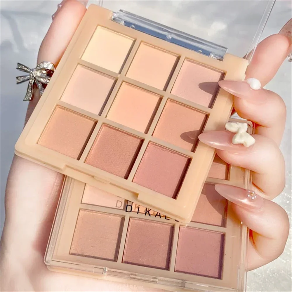 Heallor-All Matte Eyeshadow Palette, Primer, Impermeável, Glitter, Nude Eye Pigment, Shimmer, Shine, 9 cores