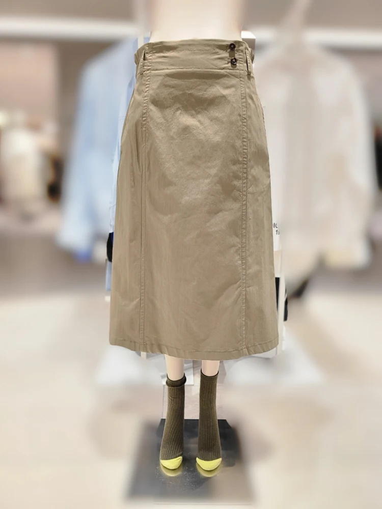 

Nuo Xiaola Authentic Autumn 2025 New Brand Mountain System Two-Button Elastic Waist f Skirt Korean Sle Commute Cotton Blend