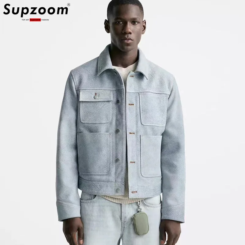 

Supzoom New Arrival Top Fashion Autumn And Winter Men Casual Turn-down Collar Short Thick Imitation Leather Jacket