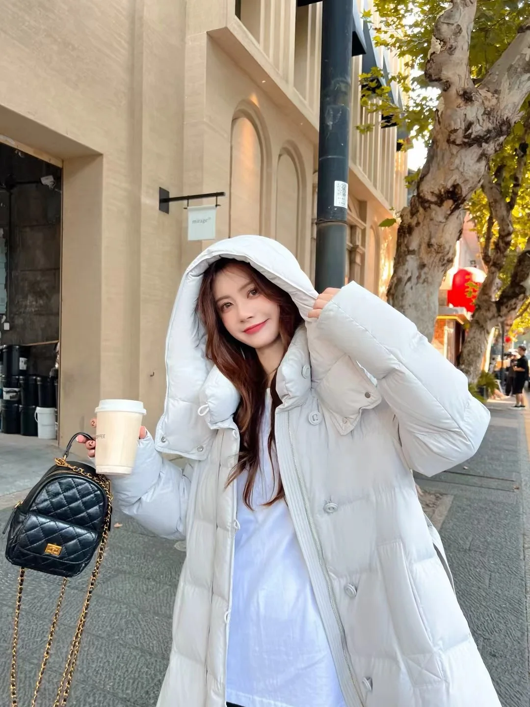 厚手の特大ロング丈オーバーニー冬用ジャケット 2026 レディース 90% ホワイトダックダウンコート ルーズフィット ハイウエスト スノーパーカー