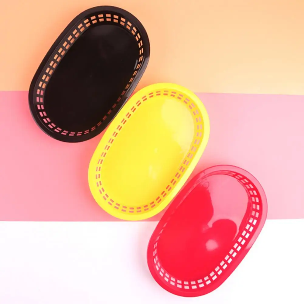Cesta de plástico para alimentos, vajilla de forma ovalada para patatas fritas, platos de almacenamiento de comida rápida para restaurante, 1 unidad/12 piezas
