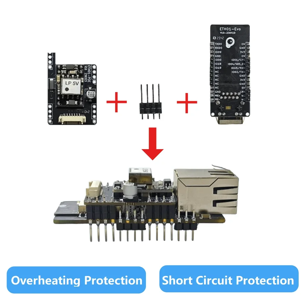 ESP32-C3 Development Board POE Module WT32-ETH01-EVO Embedded Serial Port to Ethernet WIFI Bluetooth Gateway POE Power Supply